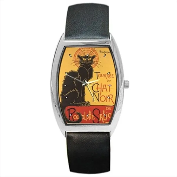 Le Chat Noir Black Cat Art Nouveau Unisex Analog Watch Wristwatch