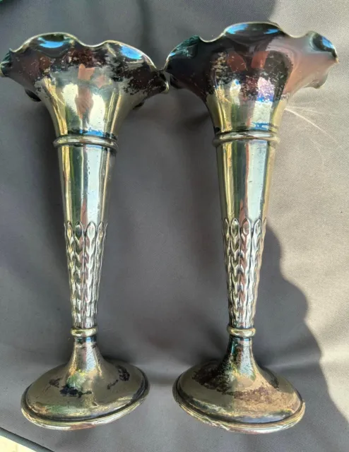 Maplin & Webb Pair Of Silver Princess Plate Vases