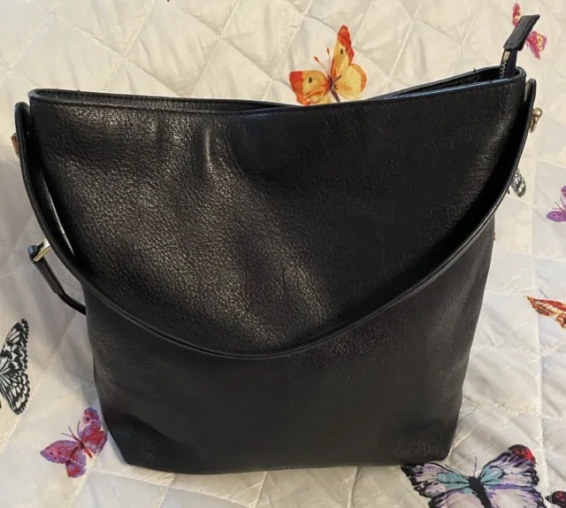 FOSSIL Black Leather MAYA Convertible Hobo Crossbody Purse Bag-NICE