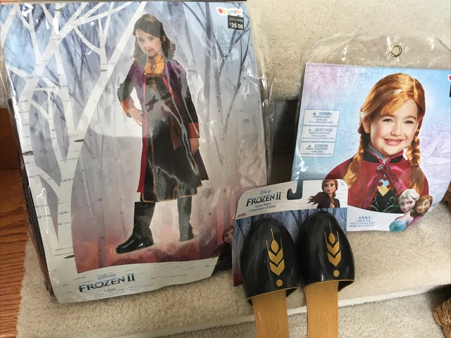 NEW Disney Frozen 2 II Anna Deluxe Dress Up Costume Shoes Wig Sz 7/8