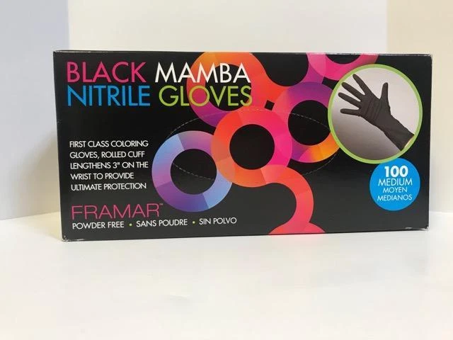 Framar Black Mamba Nitrile Gloves - 100 Pack Medium