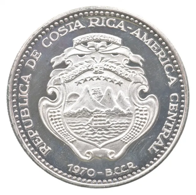 SILVER - WORLD Coin - 1970 Costa Rica 5 Colones - World Silver Coin *185