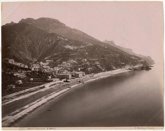 ITALIE Naples Panorama c1865 Photo Roberto Rive Stereo Vintage Albumine