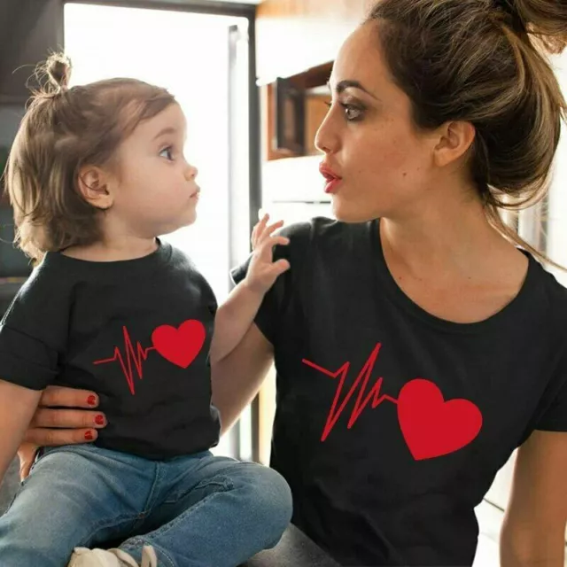 Cute Family Look Matching Clothes Mommy and Me Tshirt Mother Daughter Son Outfit