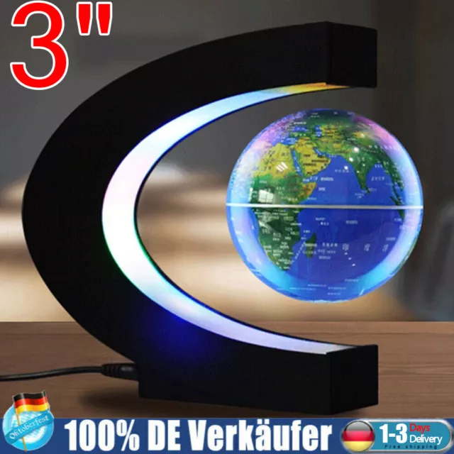 Magnetischer Schwebender Globus Welt Kugel mit Bunte LED Deko Leuchte Ornamente