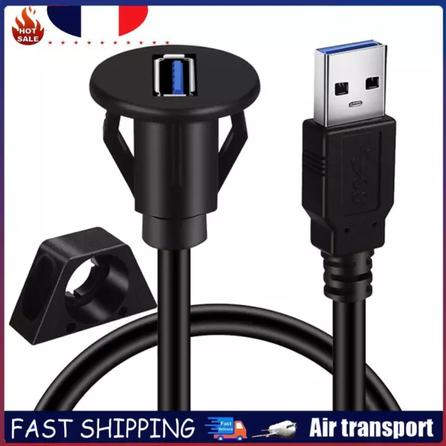 1M USB 3.0 Male To Female Flush Mount Extension Cable 5Gbps for Car Dashboard FR