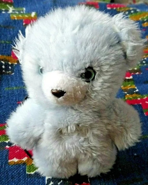 Eb2/ Doudou Peluche Vintage Ours Bleu Blanc Tartine Et Chocolat Grelot 20Cm Tbe