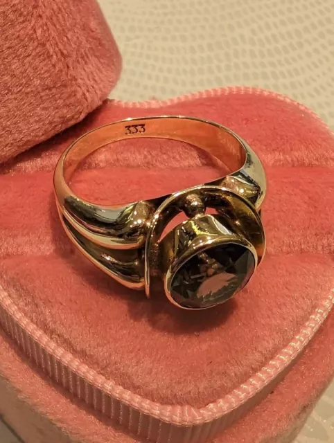 Frauen Luxus Ring 333 Gelbgold Poliert Mit Grüner Spinell Größe (56) Fur frauen 2