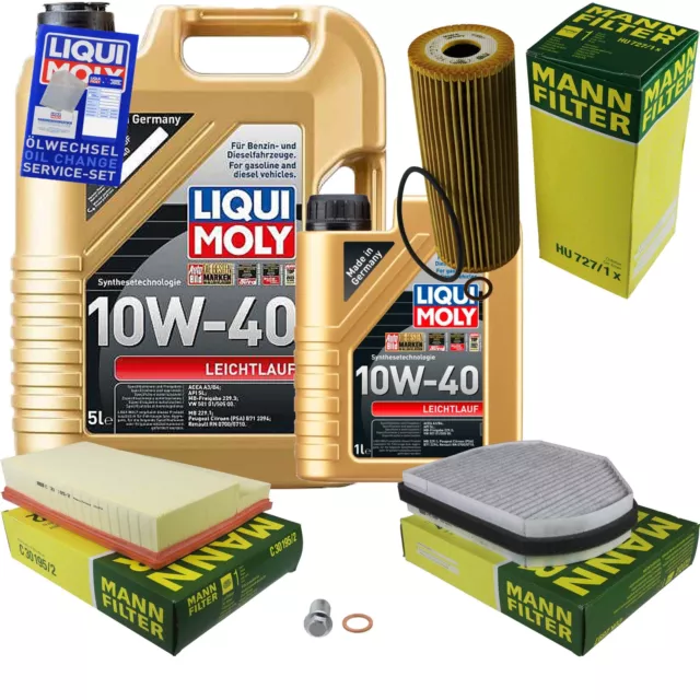 MANN-FILTER Inspection set 6L LIQUI MOLY 10W-40 pour Mercedes-Benz classe-C