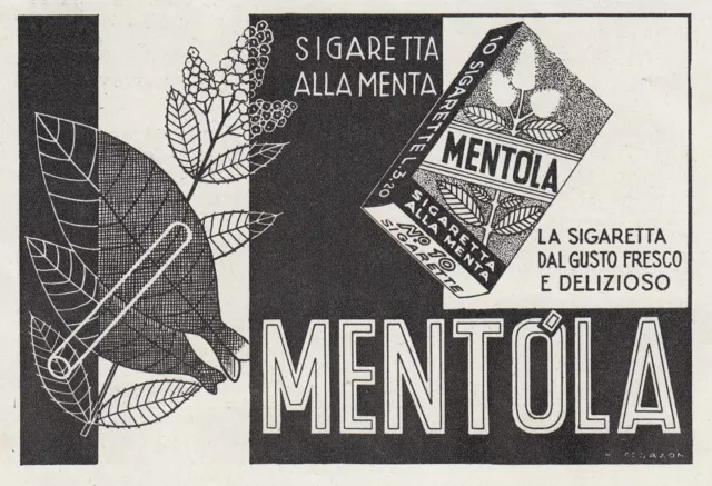 Z4208 Sigaretta alla menta MENTOLA, Pubblicità epoca, 1940 Vintage advertising