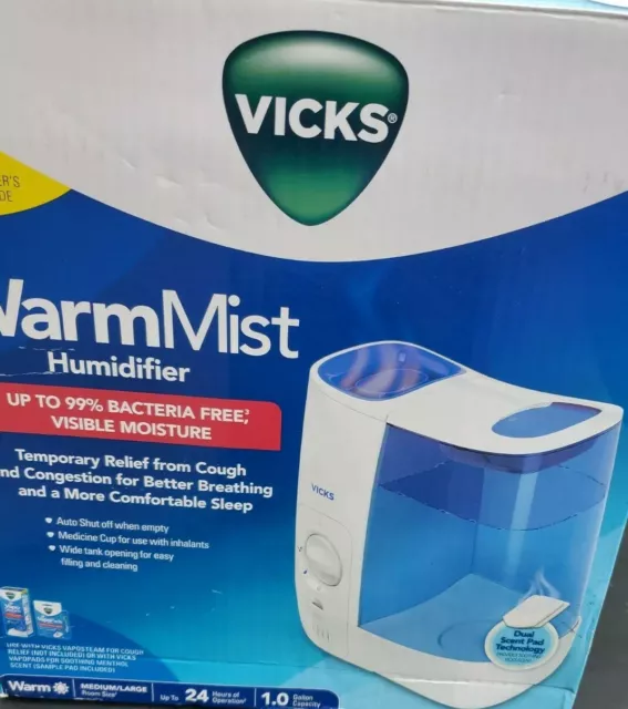 🌦 Vicks Warm Mist Humidifier, White and Blue Model#VWM845V1👌GOOD CONDITIONS‼️