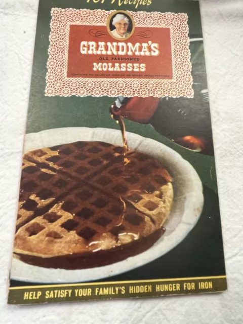 L800🌟Vintage 40s Cookbook Recipe Booklet- 101 Recipes GRANDMA’s MOLASSES