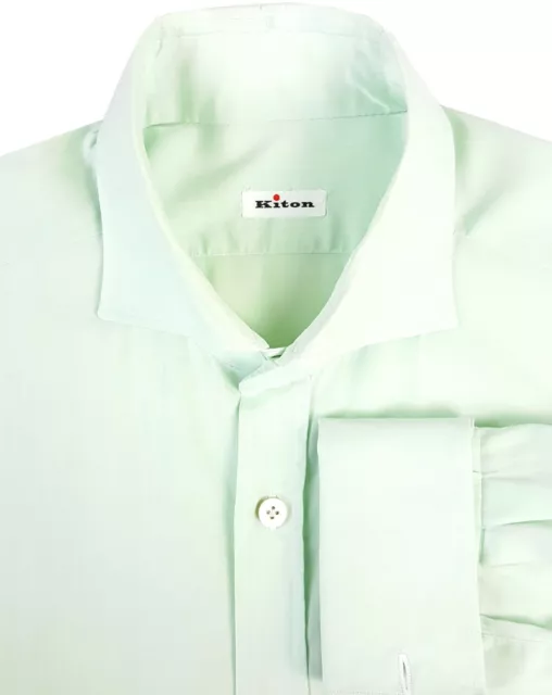 KITON 15 3/4 Seafoam Green French Cuff Dress Shirt