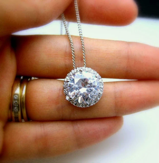 2CT Round Cut Lab Created Diamond Women's Wedding Pendant 14K White Gold Plated