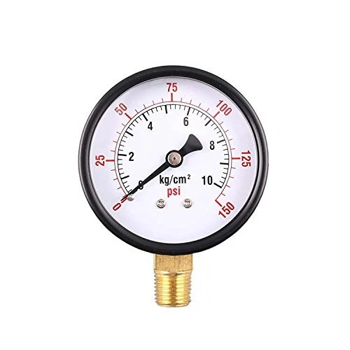 Industrial Pressure Gauge,Black Steel Case Dual Scale Pressure Gauge with Brass