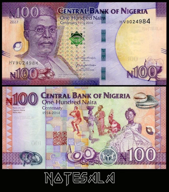NIGERIA 100 NAIRA 2022 Pick-41 With Qr Code Unc-New EUR 4,50 - PicClick FR