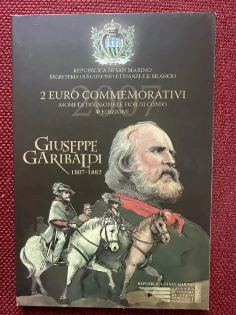 !!!! SAN MARINO 2 Euro 2007 stgl. Guiseppe Garibaldi TOP Im Original Folder !!!!