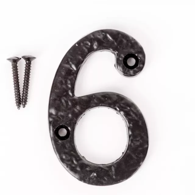 BLACK FRONT DOOR NUMBER 6 Six Front House Entrance Gate Wall Numeric Plaque Sign