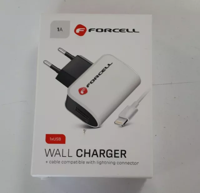 Forcell Chargeur secteur 1A smartphone câble connectique micro-usb intégré /EBML