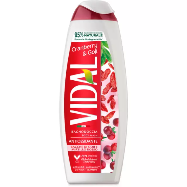 VIDAL Bain Moussant Antioxydant de Baies Goji Et Myrtille Rouge Body Wash 500ml