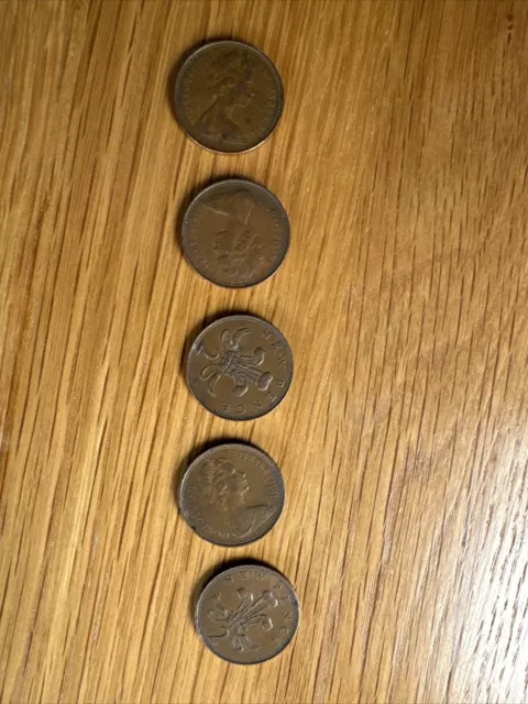 5 X 1971 2 Two Pence Coins