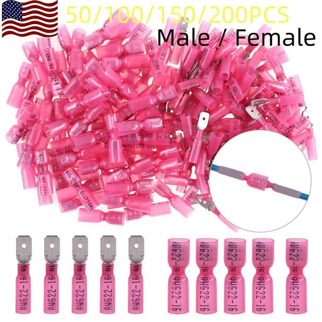 Haisstronica 100pcs Heat Shrink Spade Connectors,AWG 22-10 Quick Disconnect Wire Connectors