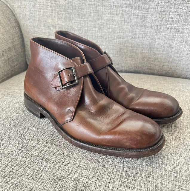ALLEN EDMONDS OSTENDO Jodhpur Boots 7 EEE Brown Leather Monk  display picture 2