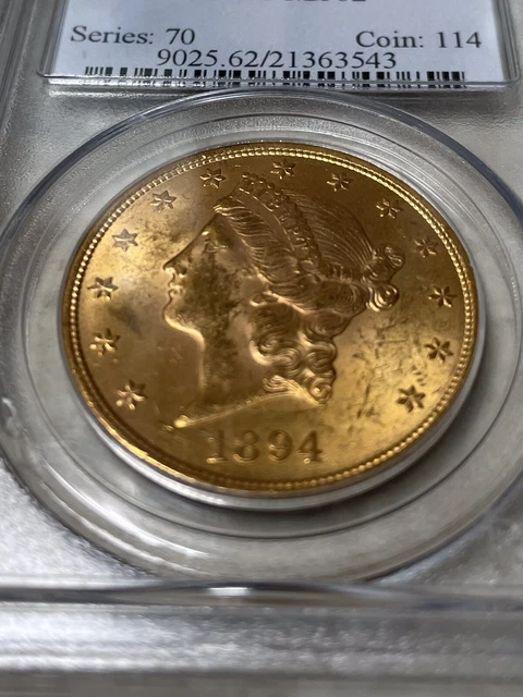 1894 $20 Liberty, PCGS MS62, 1 oz Gold Double Eagle.
