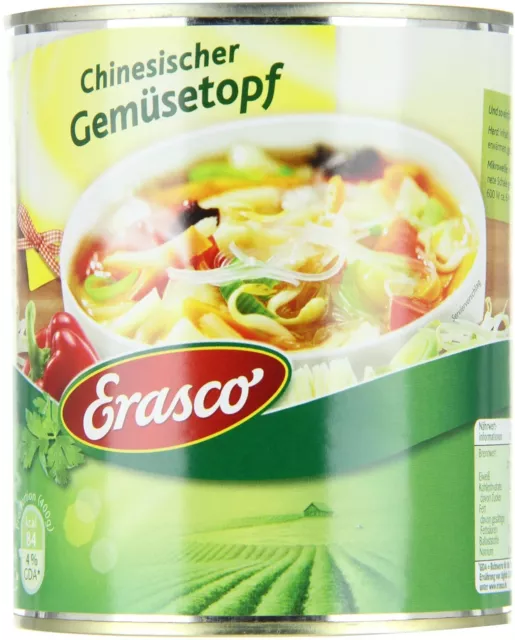 Vaso di verdure cinese Erasco zuppa vegetariana pronta 5 x 800 g NUOVO MHD 12/26
