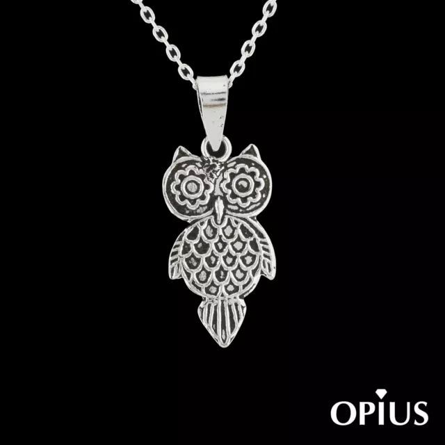 Solid 925 Sterling Silver Owl Pendant Necklace Bird Animal