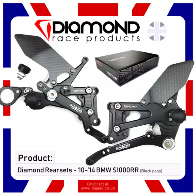 BMW S1000RR 2010-2014 10-14 REARSET FOOTREST KIT - DIAMOND RACE PRODUCTS blk/blk