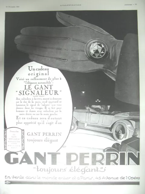 Publicite De Presse Perrin Gant Signaleur Elegant Illustration Rapeno Ad 1924