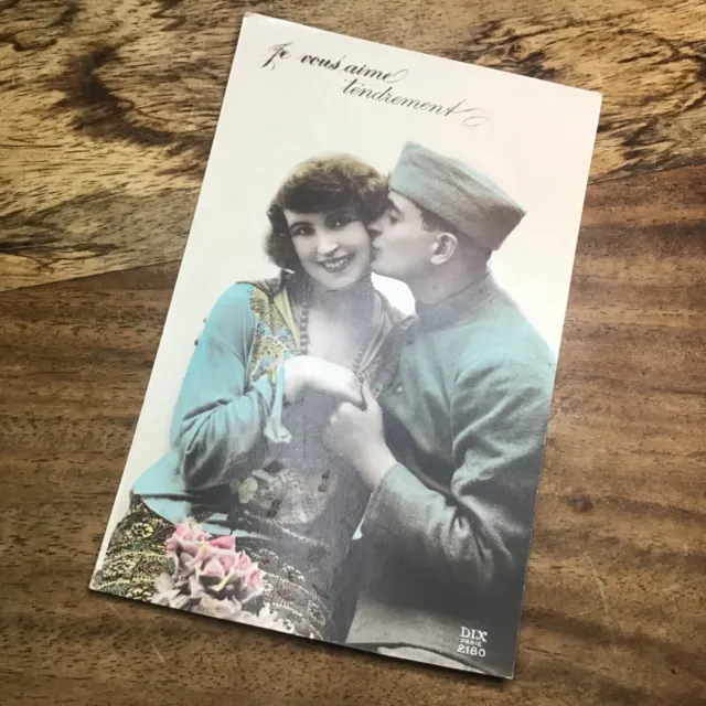Vintage French Sweetheart Postcard. Man & Woman/Couple/Romance. 1920s Used