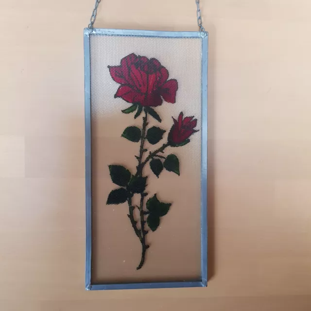 Bild Bleiverglasung antik nostalgisch Handarbeit bleiverglast rote Rosen