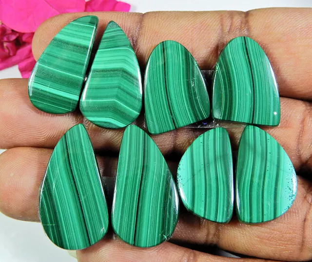 4 Pair Natural Malachite Matched pair Fancy Shape 122Cts. Lot 12X21-14X26 MM v67