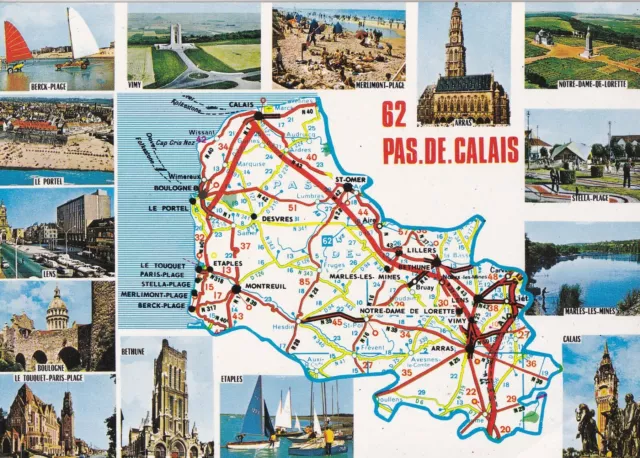 POSTCARD POSTCARD 10X15CM Pas-de-Calais geographical map of the ...