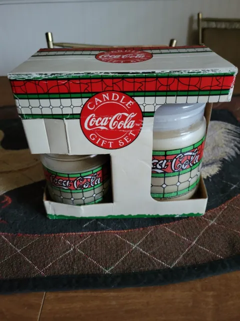 Vintage Coca Cola Large with lid and Small no lid Vanilla Scented Candle Jars