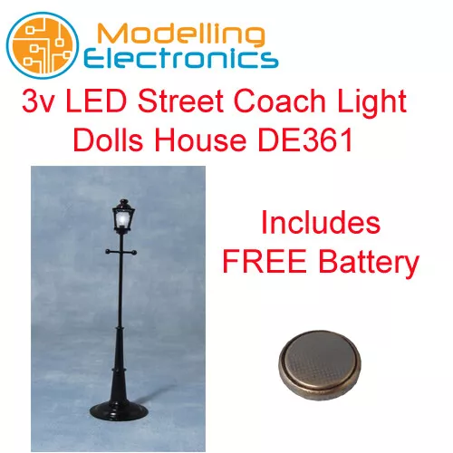 1:12 Scale Single 8" LED Street Coach Light Dolls House Miniature Lamp DE361