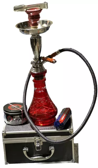  Hookah Shisha Nargila Smoking Water Pipe Bong Glass Tobacco 1  Hose Bowl Set RED Color : Health & Household