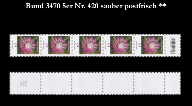 Bund BRD 2019 Mi 3470 Rollenmarken Blumen 95 Cent Flockenblume sauber postfrisch