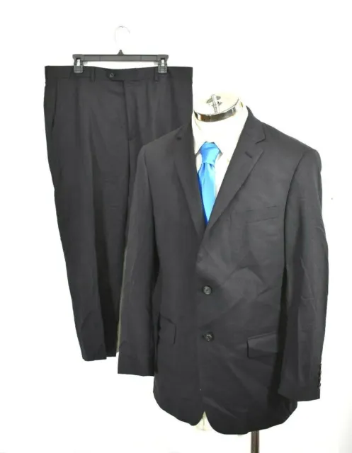 Hart Schaffner Marx Mens Black Suit Wool Stretch Blend Lined Jacket Pockets 42R