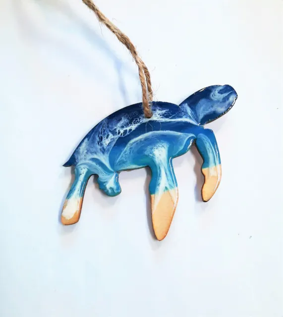 Handmade/Handpoured Resin Ocean/Beach/Sea Life Christmas Ornament - Sea Turtle