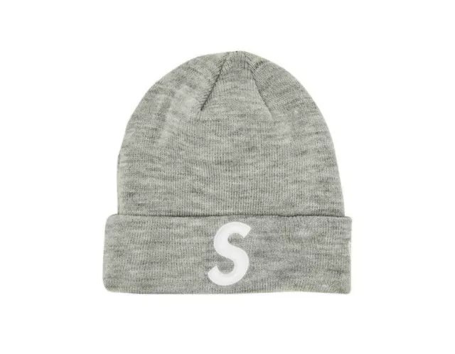 Supreme New Era S Logo Beanie (FW23) HEATHER GREY Brand New SAME DAY SHIPPING