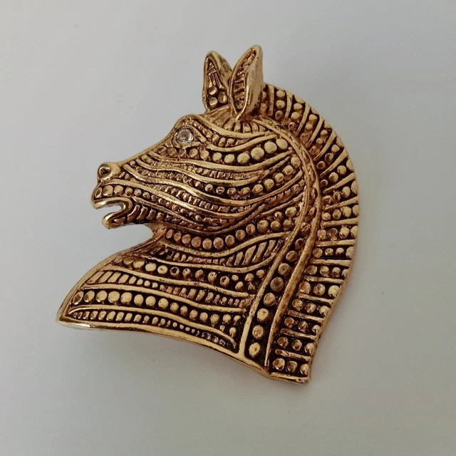 Broche Vintage En Bronze Motif Cheval - Bijou Ancien Occasion