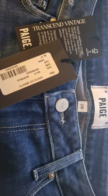 NWT-PAIGE Jeans, Sz 28, Brigitte Boyfriend Skinny, distressed-Transcend Vintage