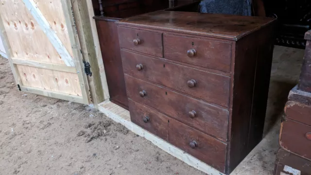 Antique oak chest of 2 over 3 drawers (no key) BE220923B