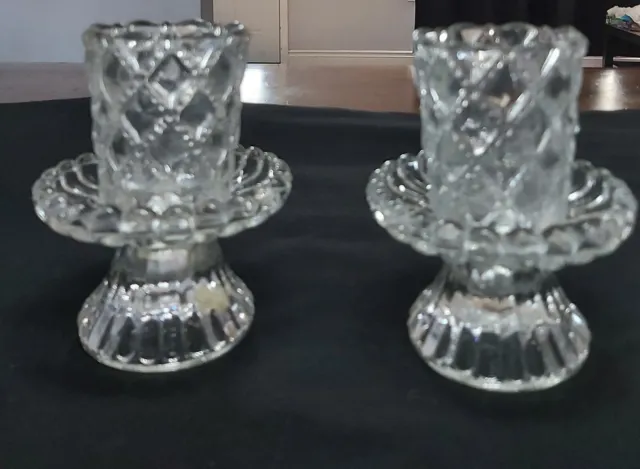 4 x Retired Partylite Quilted Crystal Candleholders Vintage  Replacement Parts