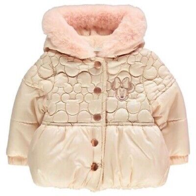 DISNEY Baby Peach Rosa Imbottito Cappotto ORO Minnie Mouse 12 - 18 mnths 18 - 24 mnths