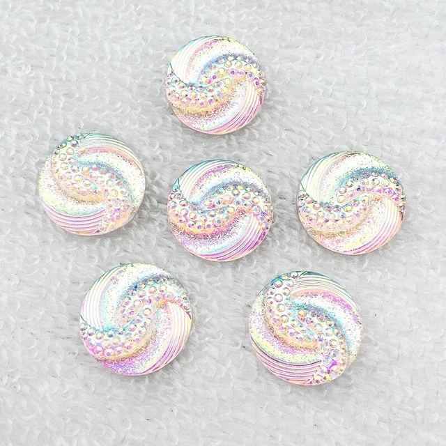 15 Stck. Harz Rund Glitzer Wirbel Flache Rückseite Dekodierung Kawaii 20 mm Strukturiert Luxus 2