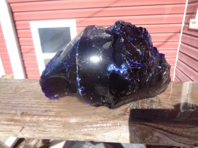 Glass Rock Slag Pretty Clear Cobalt Blue 4.2 lbs Z75 Rocks Landscaping Aquariu 2